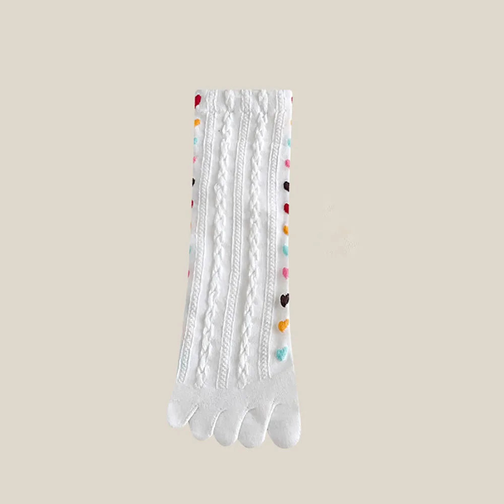 Chaussettes à doigts cœurs 100 % coton - Pieds nus (37-42)