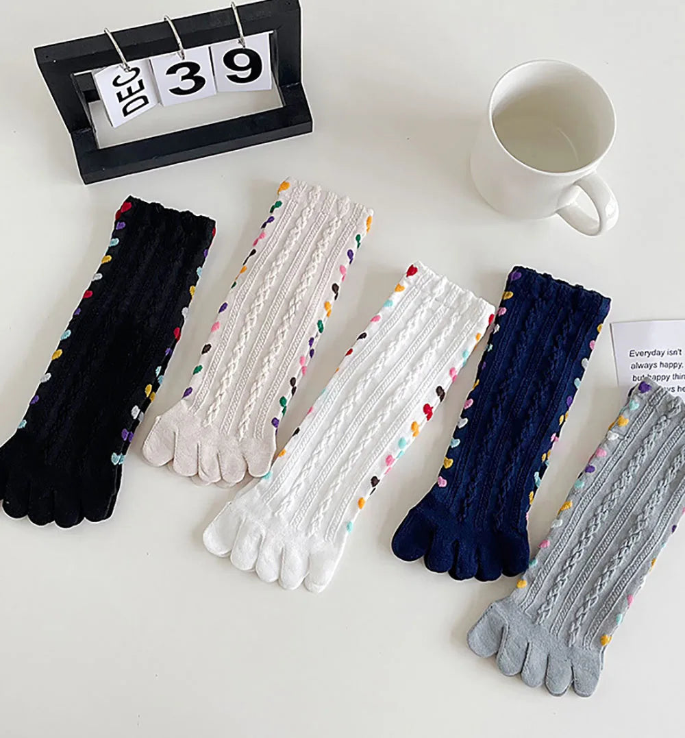 Chaussettes à doigts cœurs 100 % coton - Pieds nus (37-42)